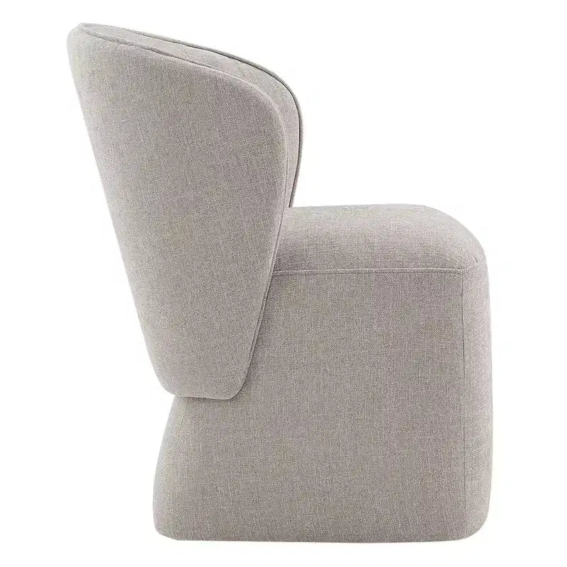 Sedia da pranzo imbottita beige/grano con rotelle e schienale avvolgente, 1 posto