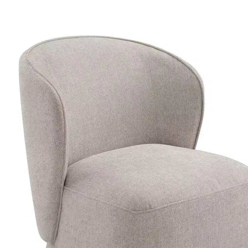Sedia da pranzo imbottita beige/grano con rotelle e schienale avvolgente, 1 posto
