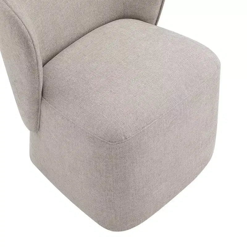 Sedia da pranzo imbottita beige/grano con rotelle e schienale avvolgente, 1 posto