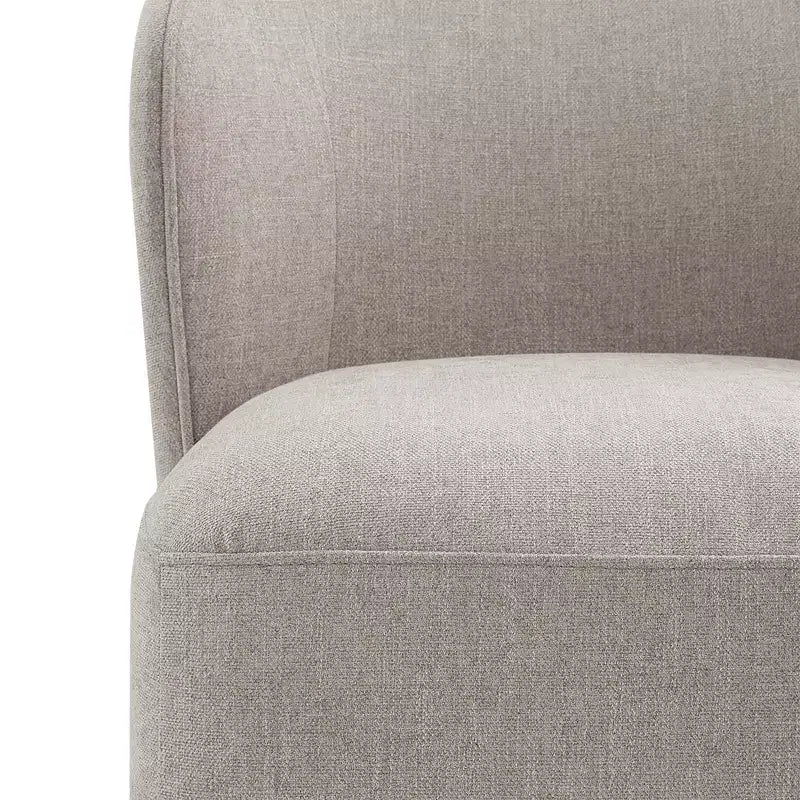 Sedia da pranzo imbottita beige/grano con rotelle e schienale avvolgente, 1 posto