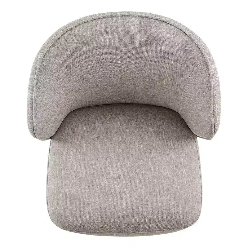 Sedia da pranzo imbottita beige/grano con rotelle e schienale avvolgente, 1 posto