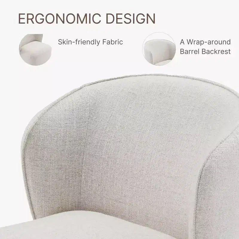 Sedia da pranzo imbottita beige/grano con rotelle e schienale avvolgente, 1 posto