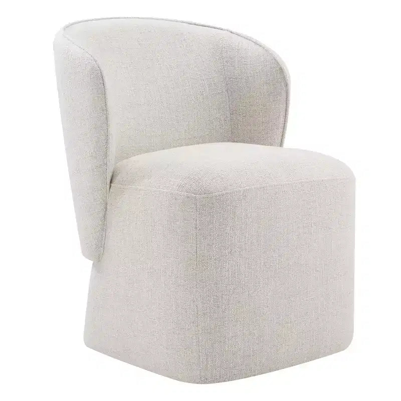 Sedia da pranzo imbottita beige/grano con rotelle e schienale avvolgente, 1 posto