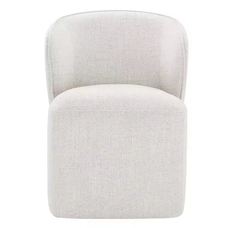 Sedia da pranzo imbottita beige/grano con rotelle e schienale avvolgente, 1 posto