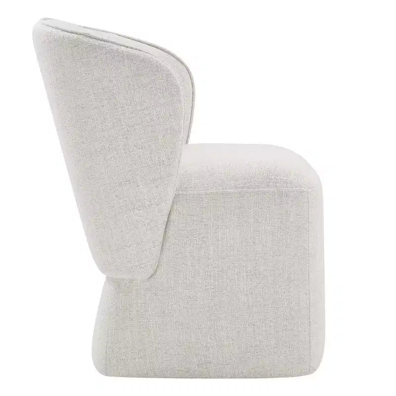 Sedia da pranzo imbottita beige/grano con rotelle e schienale avvolgente, 1 posto