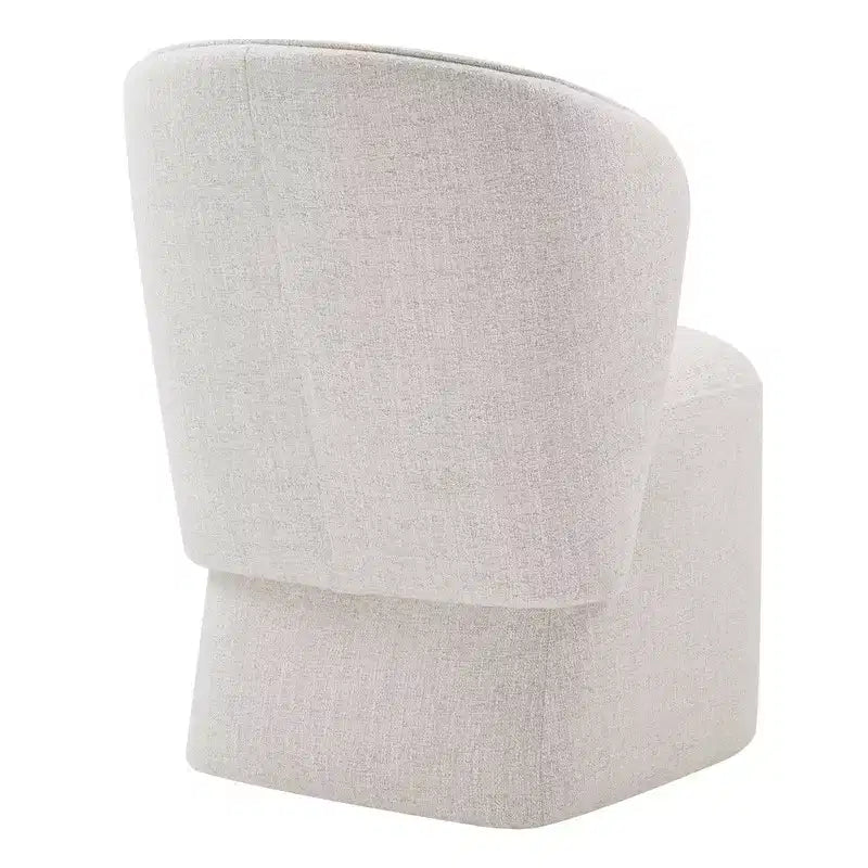Sedia da pranzo imbottita beige/grano con rotelle e schienale avvolgente, 1 posto