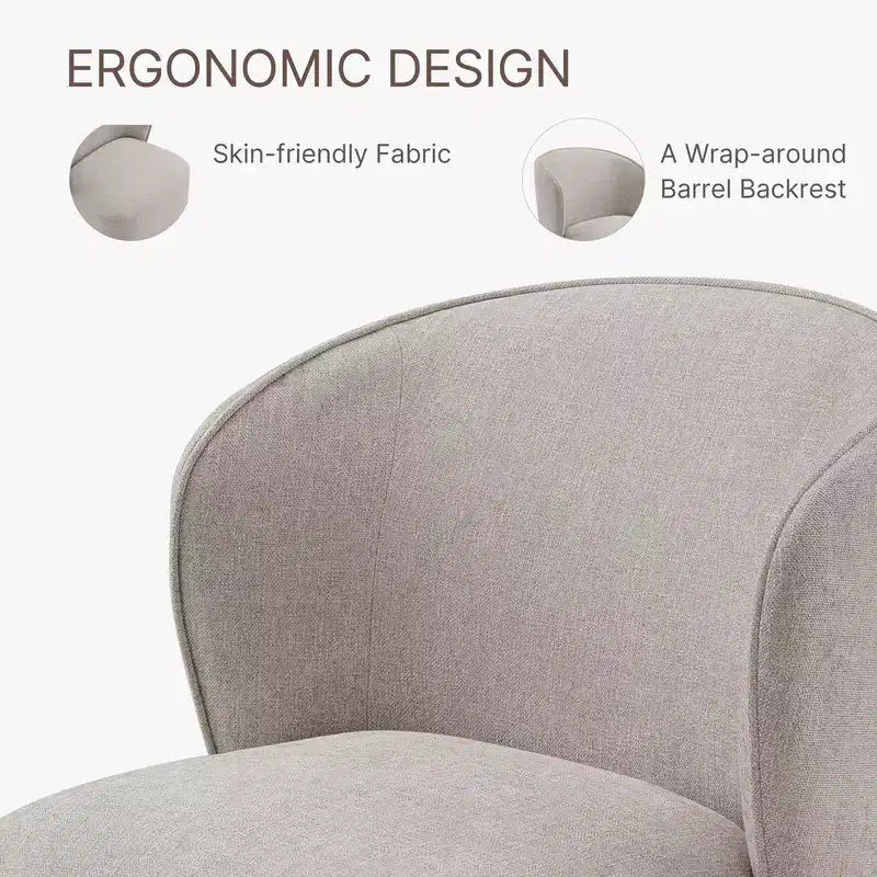 Sedia da pranzo imbottita beige/grano con rotelle e schienale avvolgente, 1 posto