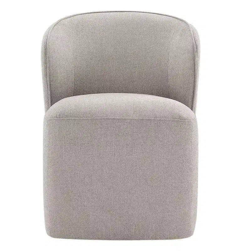 Sedia da pranzo imbottita beige/grano con rotelle e schienale avvolgente, 1 posto