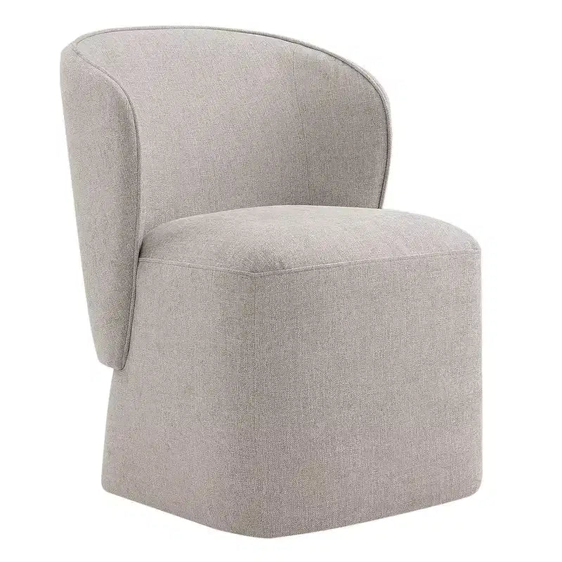 Sedia da pranzo imbottita beige/grano con rotelle e schienale avvolgente, 1 posto
