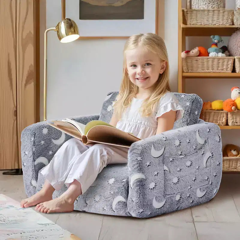 Divano letto per bambini 2 in 1 con dinosauri fluorescenti, 1 posto