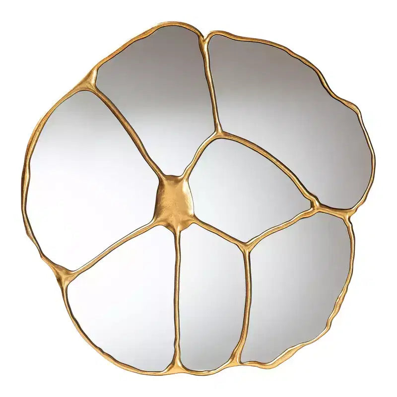 Specchio da parete decorativo tondo dorato a fiore, 36 pollici