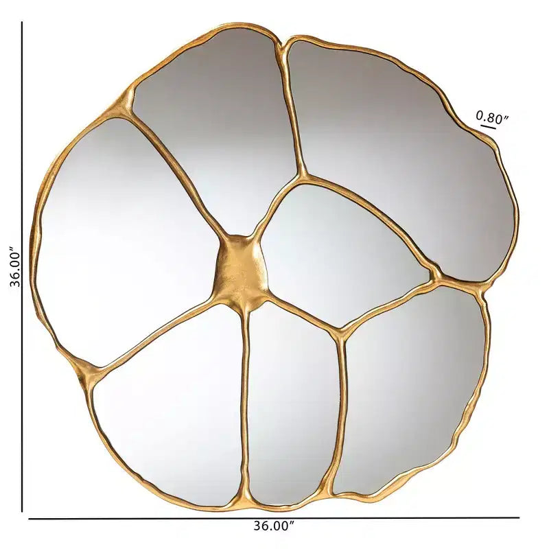 Specchio da parete decorativo tondo dorato a fiore, 36 pollici