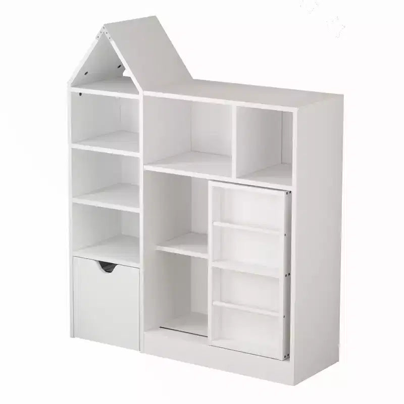 Libreria a fionda per bambini a 3 ripiani bianca, 7 ripiani aperti, 5+ anni