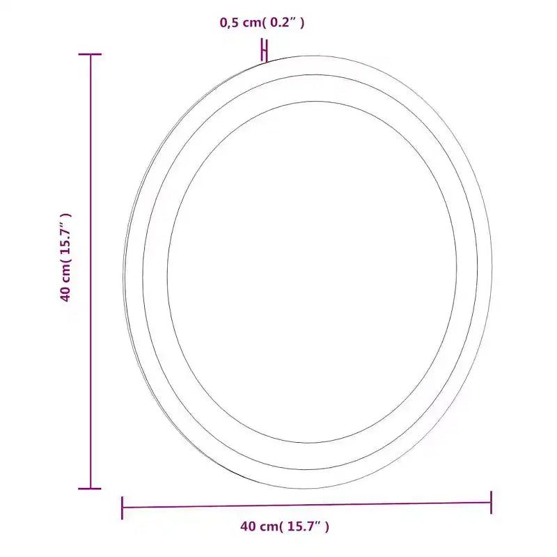 Specchio da bagno rotondo a parete con LED, argento, 15.7"