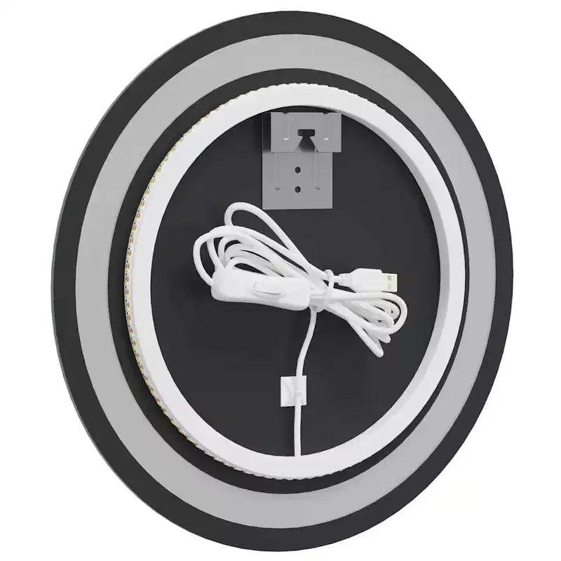 Specchio da bagno rotondo a parete con LED, argento, 15.7"