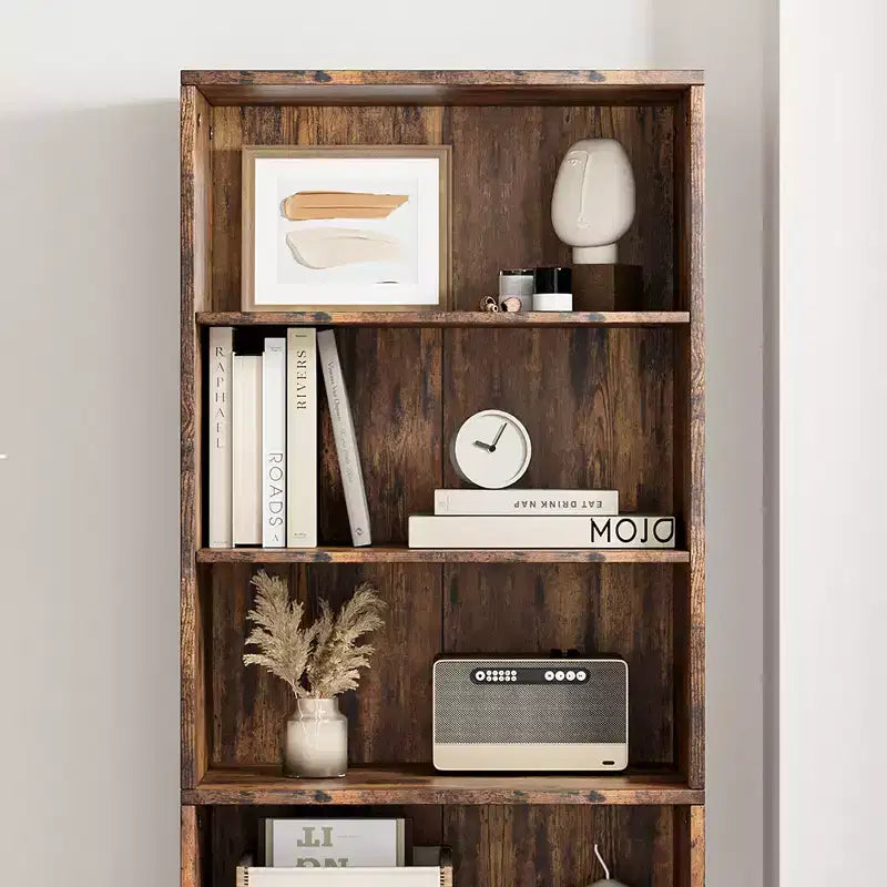 Libreria da fattoria con ante da 71,4" – 6 ripiani, autoportante | Nero / Rovere scuro / Grigio / Retro / Bianco
