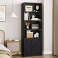 71.4 Inch High Bookcase, Farmhouse Bookcase with Doors and Open Shelves, 6-Tier Freestanding Wooden Bookcase for Living Room, Bedroom, Office