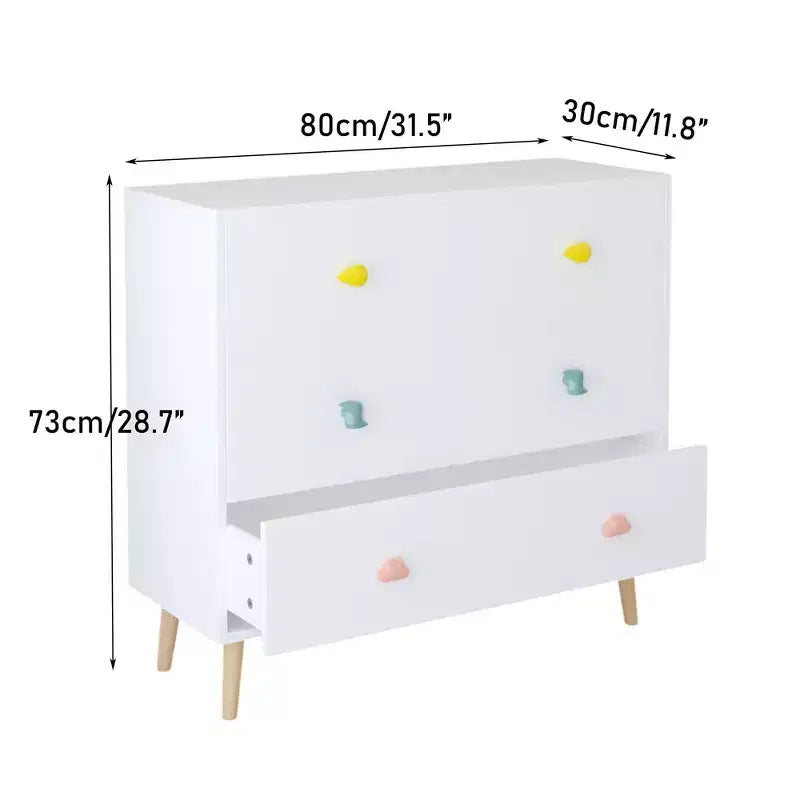 Comodino a cassetti colorato/bianco in legno, 3 o 4 cassetti, per camera da letto e cameretta per bambini