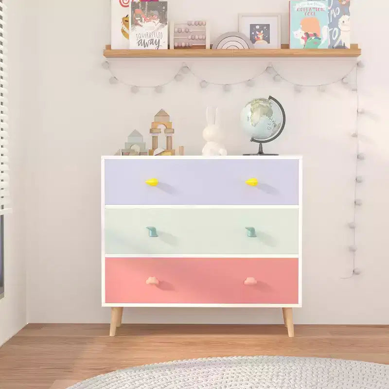 Comodino a cassetti colorato/bianco in legno, 3 o 4 cassetti, per camera da letto e cameretta per bambini