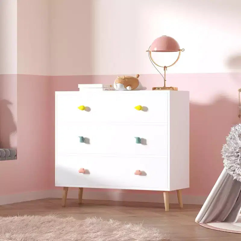 Comodino a cassetti colorato/bianco in legno, 3 o 4 cassetti, per camera da letto e cameretta per bambini