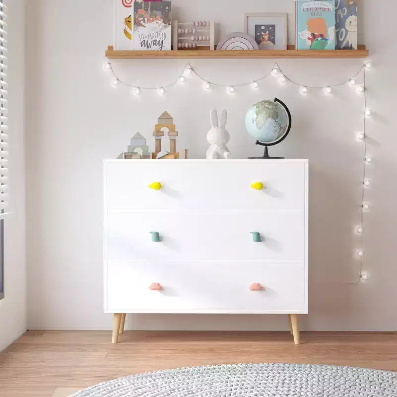 Comodino a cassetti colorato/bianco in legno, 3 o 4 cassetti, per camera da letto e cameretta per bambini