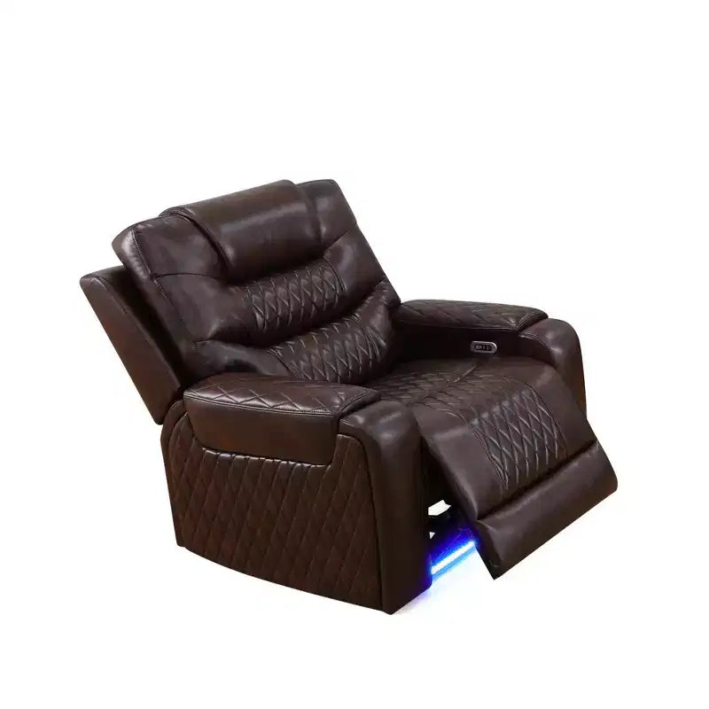 Poltrona reclinabile in pelle marrone scuro - 1 posto