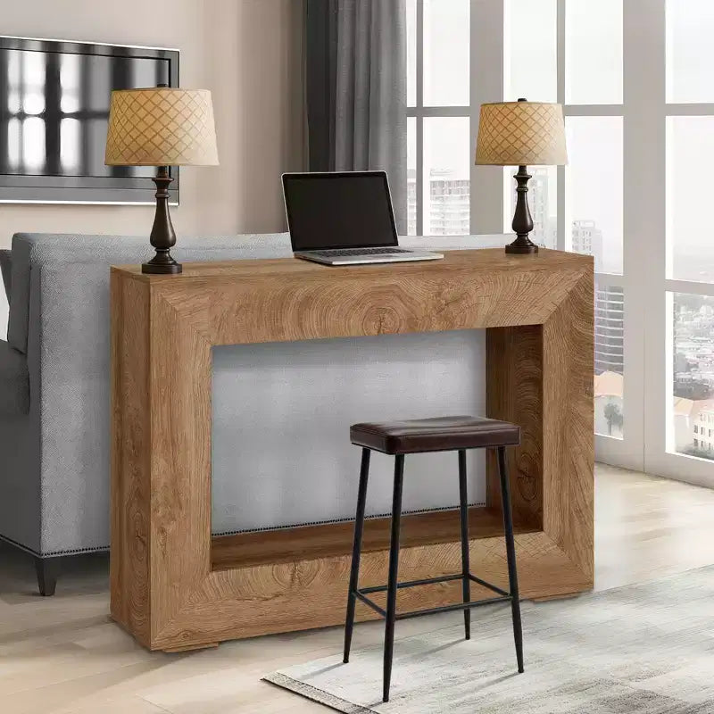 Tavolo Consolle Rustico Marrone Chiaro/Marrone Rurale da 119 cm con 3 Ripiani a Giorno