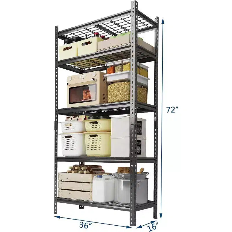 Scaffale metallico regolabile a 5 ripiani, nero