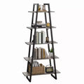 5 Tier Ladder Bookshelf, Retro Floor Standing Bookcase with Shelves, Tall Book Storage Rack for CDs Movies Books, Narrow Organizer Shelf for Bedroom