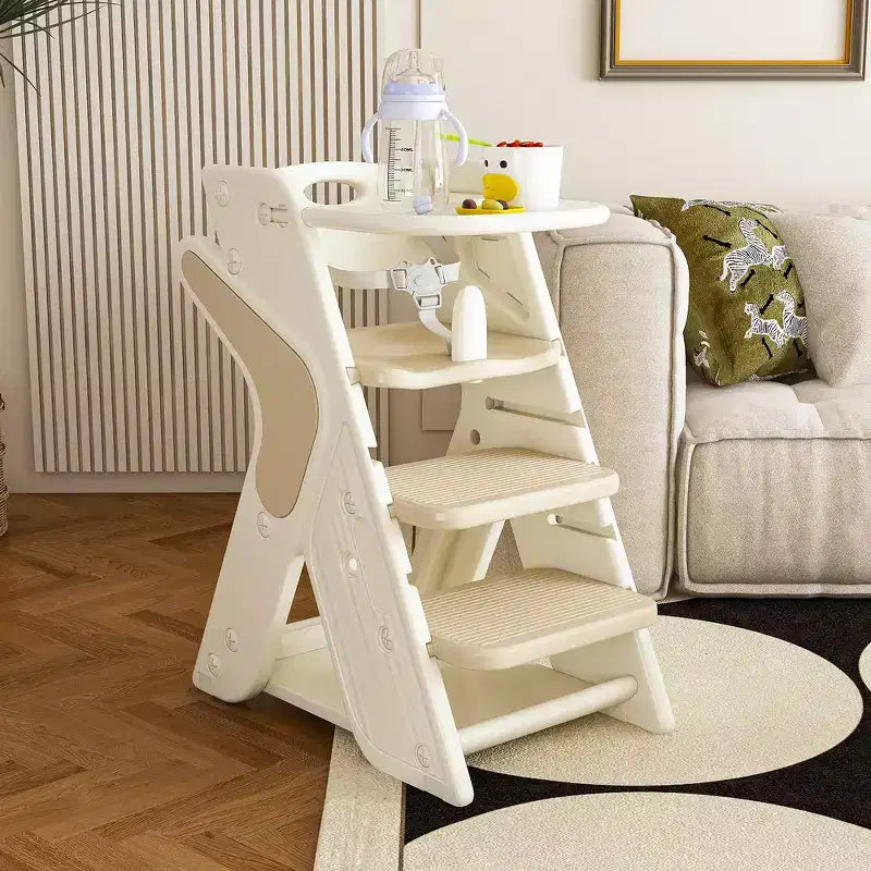 Seggiolone 3 in 1 regolabile per bambini, bianco e antracite/grigio/verde, per 1 bambino con vassoio e cintura di sicurezza