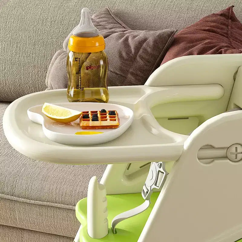 Seggiolone 3 in 1 regolabile per bambini, bianco e antracite/grigio/verde, per 1 bambino con vassoio e cintura di sicurezza