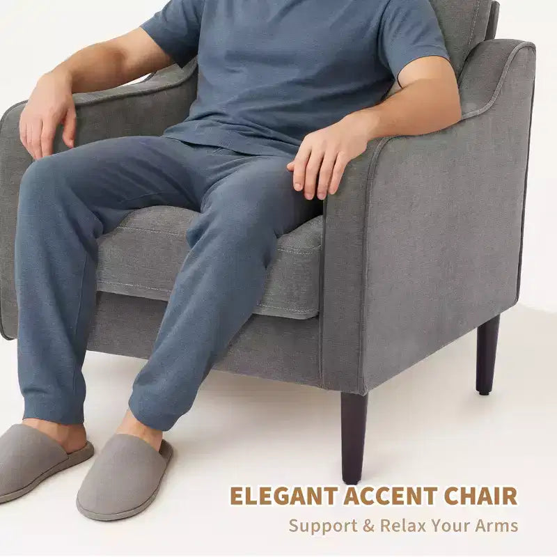Poltroncina Imbottita Mid-Century, Seduta Singola – Beige / Grigio / Verde
