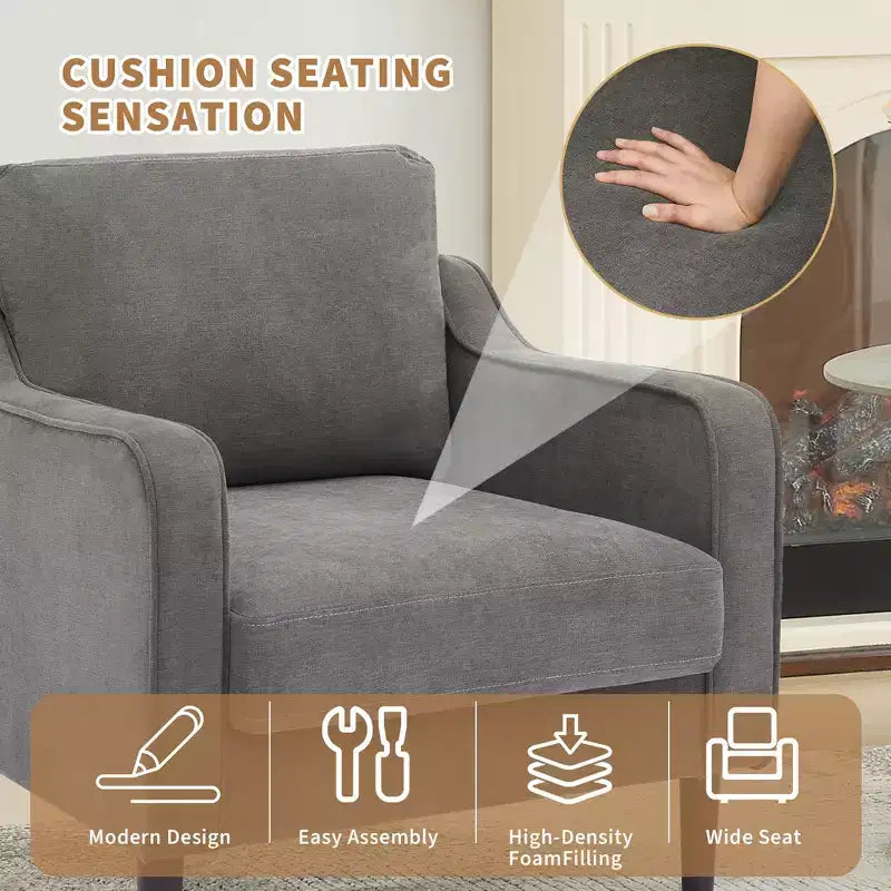 Poltroncina Imbottita Mid-Century, Seduta Singola – Beige / Grigio / Verde