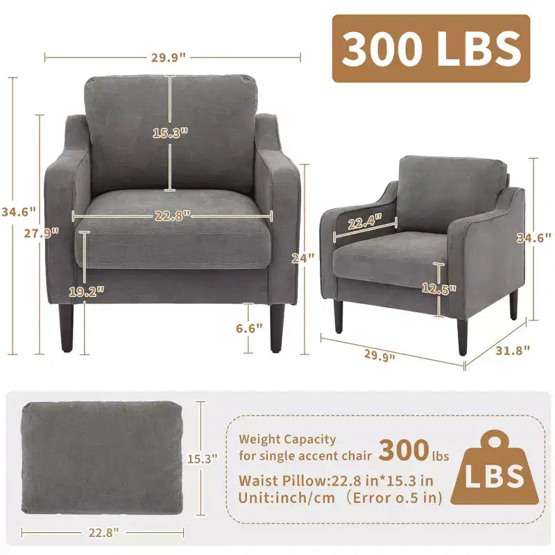 Poltroncina Imbottita Mid-Century, Seduta Singola – Beige / Grigio / Verde