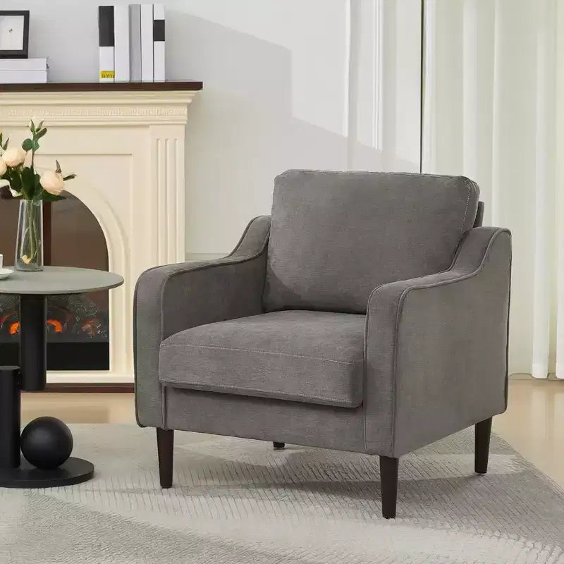 Poltroncina Imbottita Mid-Century, Seduta Singola – Beige / Grigio / Verde