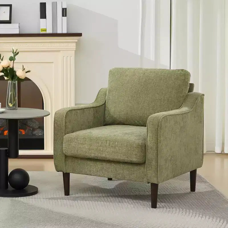 Poltroncina Imbottita Mid-Century, Seduta Singola – Beige / Grigio / Verde