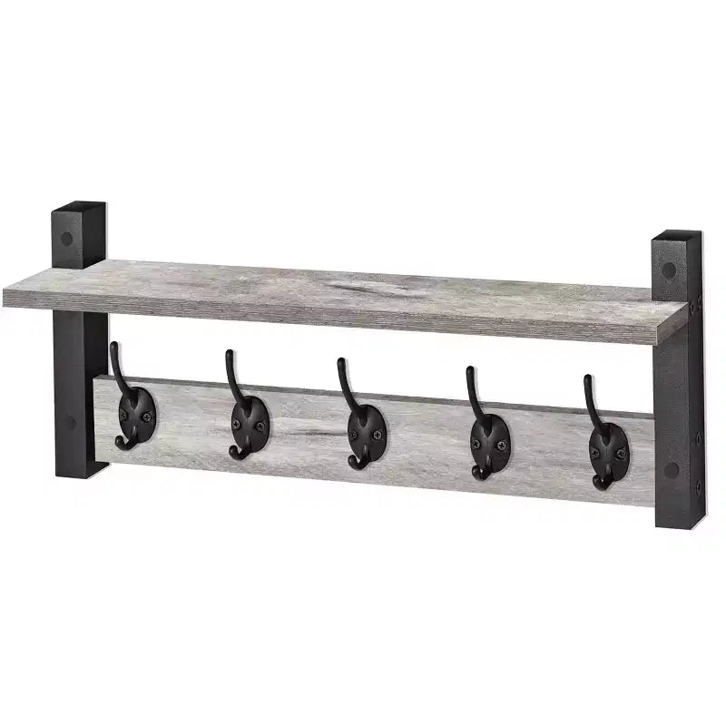 Mensola galleggiante da 24" con 5 ganci – Nero / Marrone / Grigio / Acero / Bianco