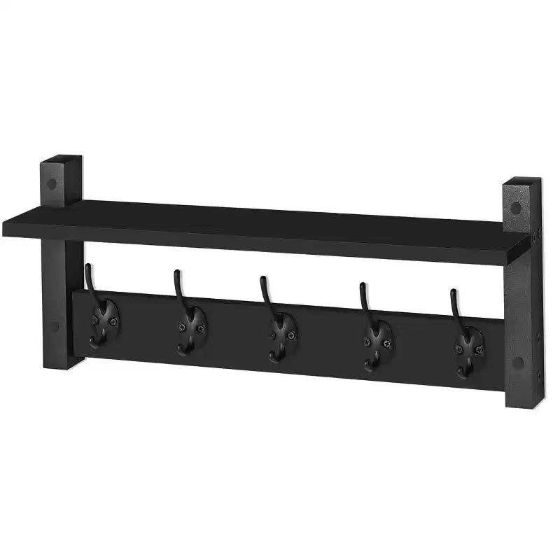 Mensola galleggiante da 24" con 5 ganci – Nero / Marrone / Grigio / Acero / Bianco