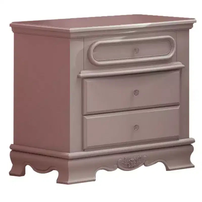 Comodino in legno bianco floreale, a 2 cassetti