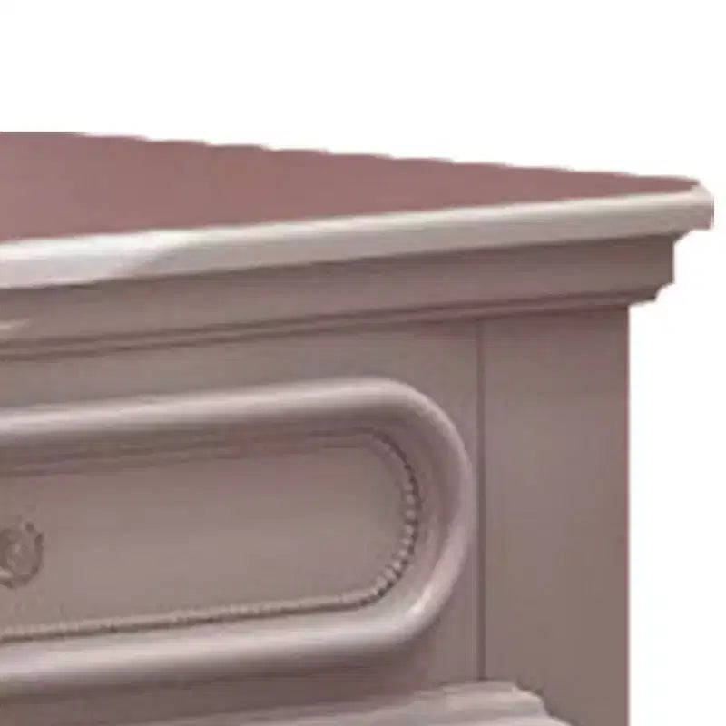 Comodino in legno bianco floreale, a 2 cassetti