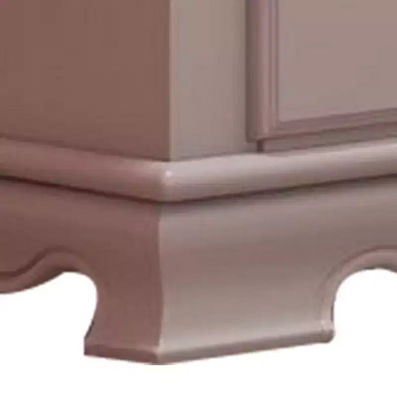 Comodino in legno bianco floreale, a 2 cassetti