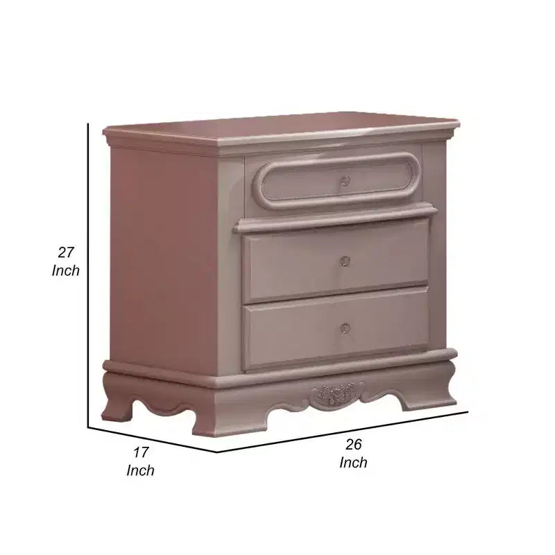 Comodino in legno bianco floreale, a 2 cassetti