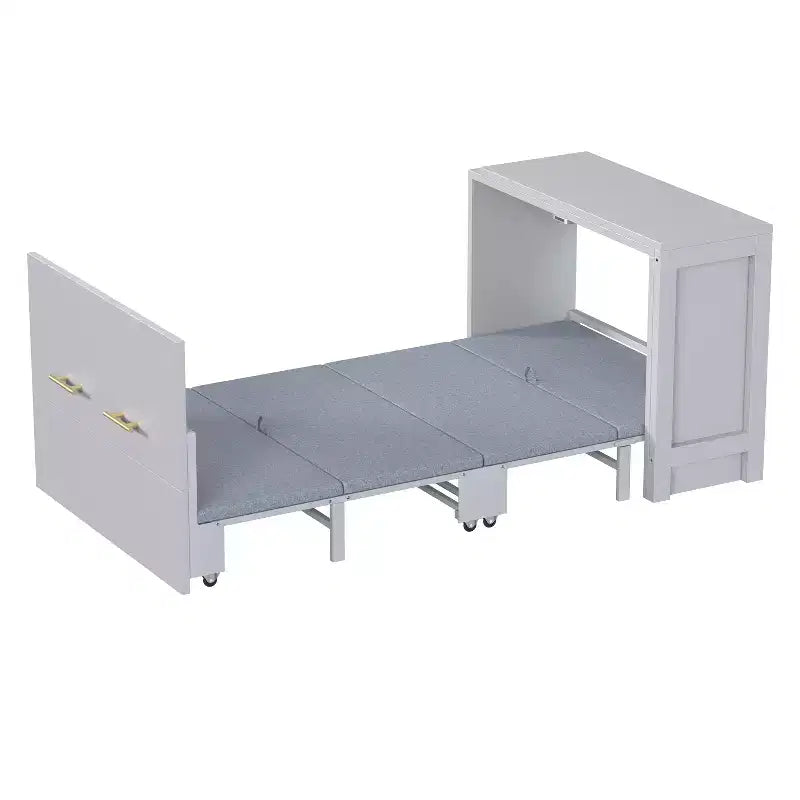 Letto a scomparsa Twin bianco con scrivania, 1 posto letto