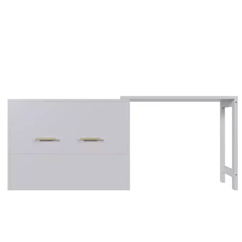 Letto a scomparsa Twin bianco con scrivania, 1 posto letto