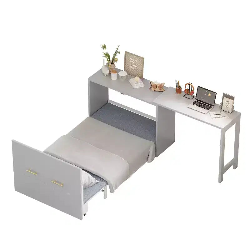 Letto a scomparsa Twin bianco con scrivania, 1 posto letto