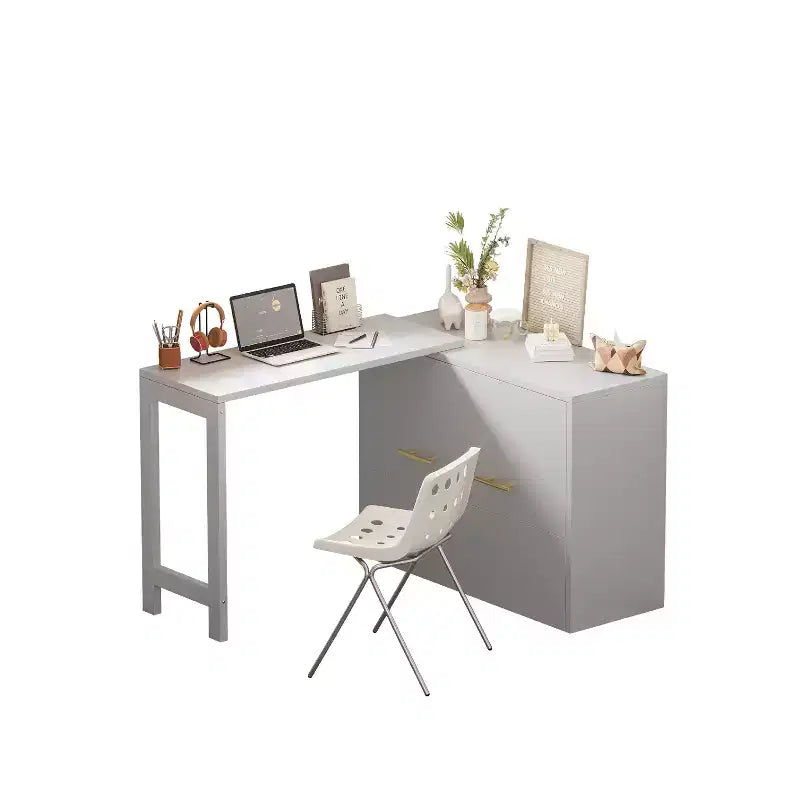 Letto a scomparsa Twin bianco con scrivania, 1 posto letto
