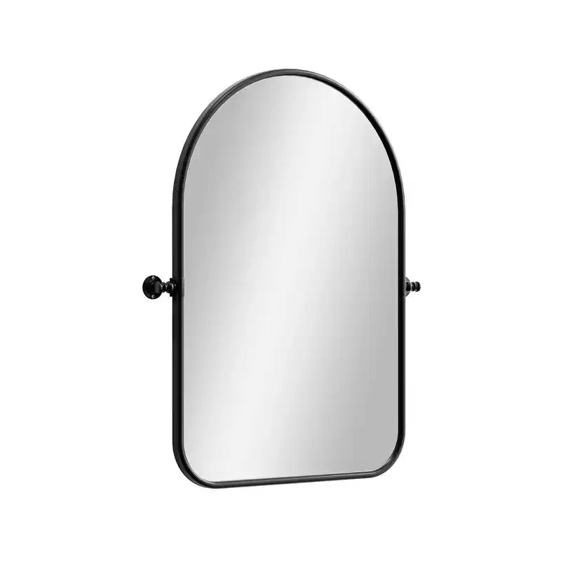 HomeRoots 32 Black Arch Metal Swivel Framed Accent Mirror