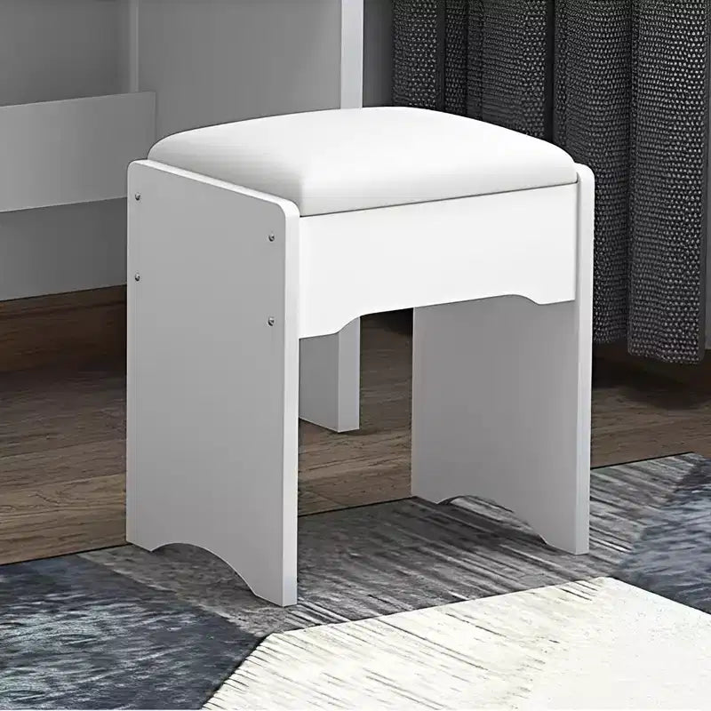 Set toeletta moderno bianco con specchio illuminato, 1 sedia, utente singolo